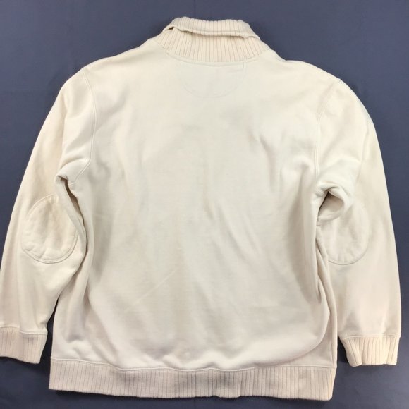 Club room Mens sweatshirt crew neck XL off white shawl knit collar elbow patch - Picture 6 of 12